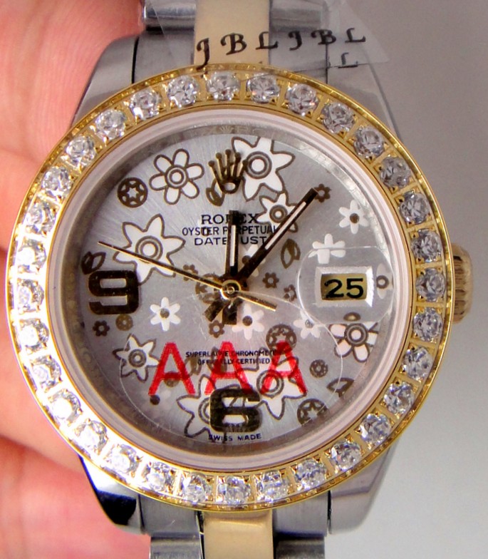 Datejust Rolex Watch: 2-Tone Silver Flower Replica Watch